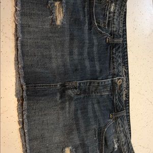 ladies distressed blue jean skirt